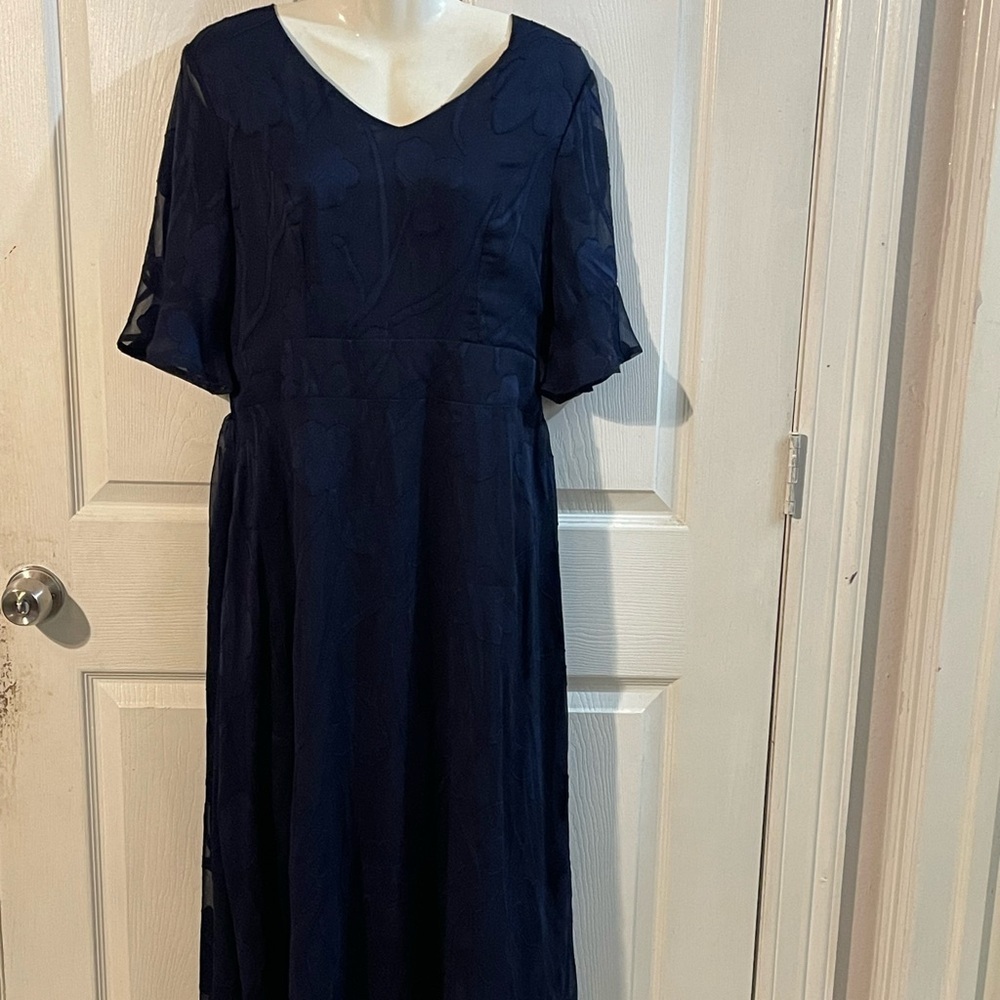 Chic Long Sleeve Navy Dress